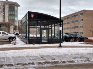 Image shot outside the Elm Drive Bike Shelter in January 2020 before its official opening.
